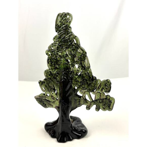 VTG Green 24% Lead Crystal Christmas Tree Peter Kaspar Art Glass Unique Rare - Picture 7 of 16